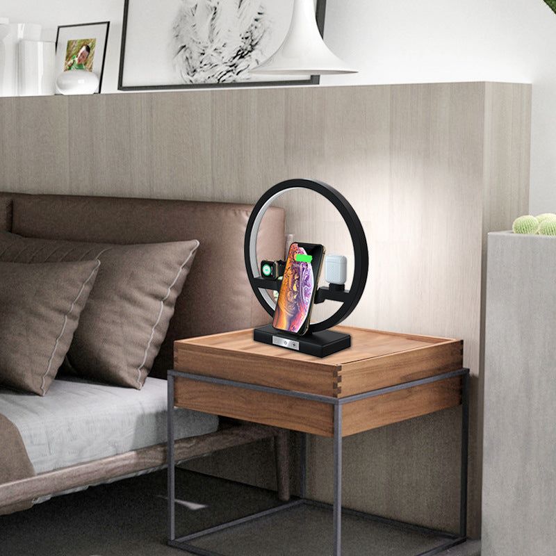 Lampada da Comodino 3 in 1 con Ricarica Wireless e Supporto