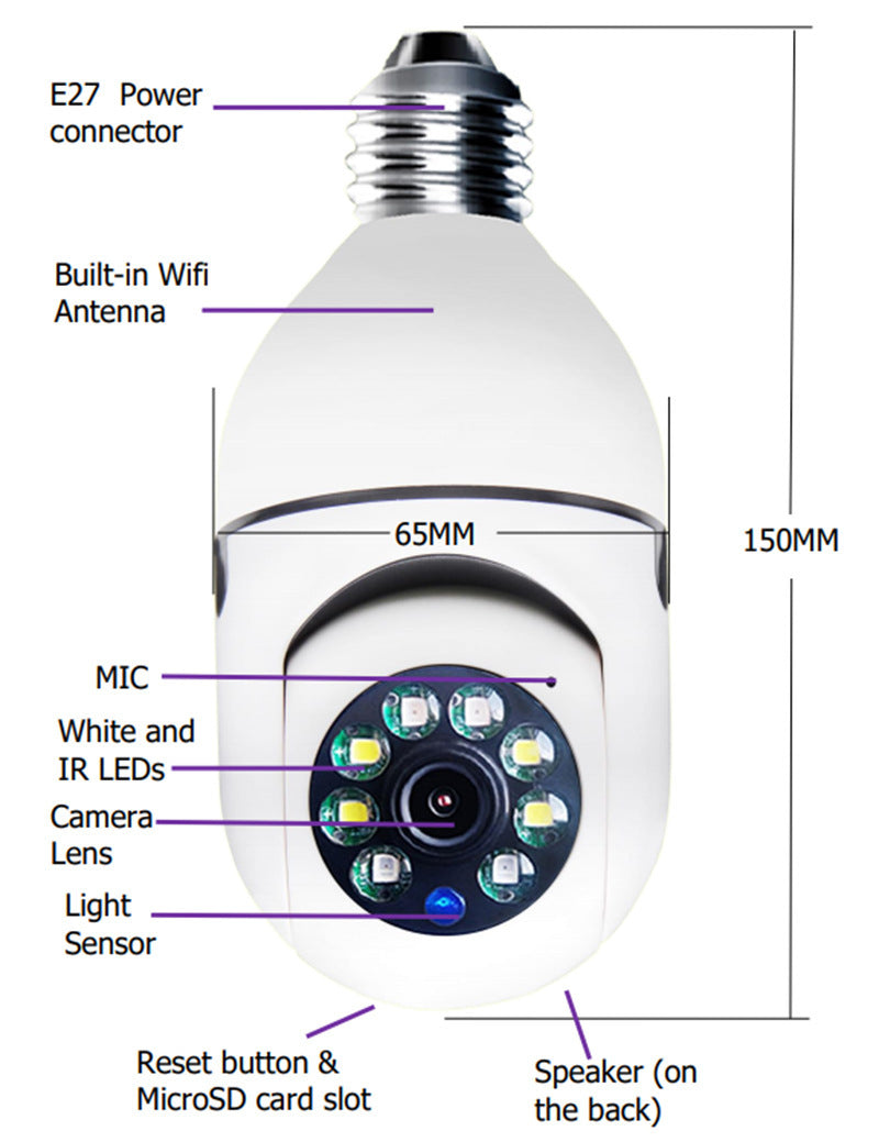 Trasforma la tua lampadina in una telecamera di sicurezza: WiFi Camera 1080P Bulb, zoom 4X